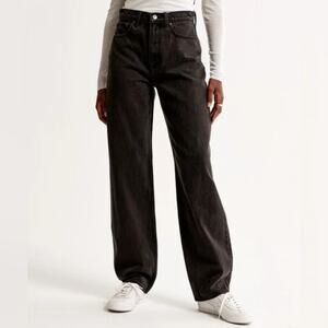 Abercrombie & Fitch Womens High Rise Taper Jean Curve Love Size 2 Long Black